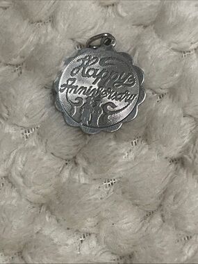 Vintage Sterling “Happy Anniversary” Silver Pendant Charm